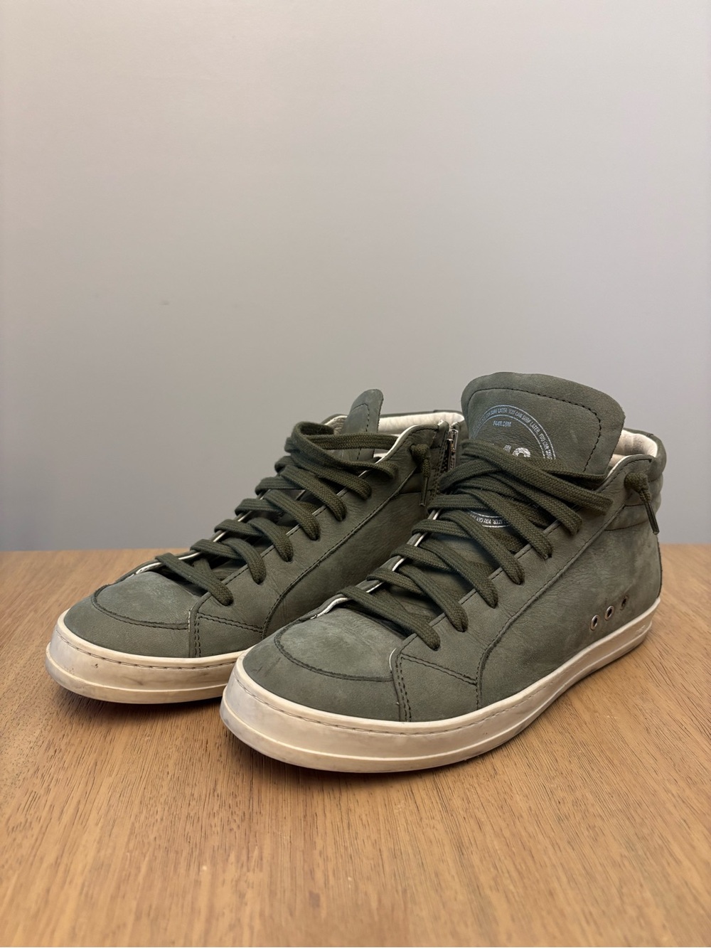 P448 Olive Green Suede High-Top Sneakers